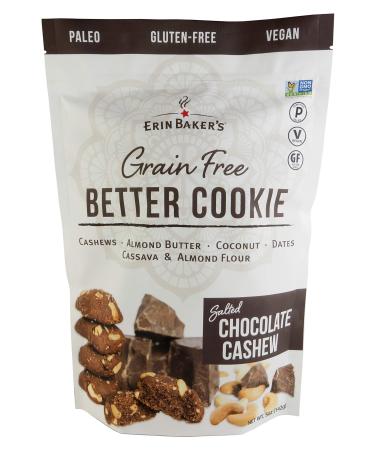 Erin Baker's Grain Free Better Cookie, Paleo, Gluten Free, Vegan, Non-GMO, Salted Chocolate Cashew, 5 Ounce Bag Salted Chocolate Cashew 5 Ounce (Pack of 1)