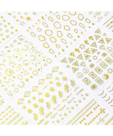 CHANGAR 30 Sheets Gold Nail Art Stickers 3D Self-Adhesive Gold Nail Decals Star Snowflake Geometry Line Nail Supplies Multi Theme Pattern Nail Designs for Women Girls Nail Art Decorations - Buy Online on GoSupps.com
