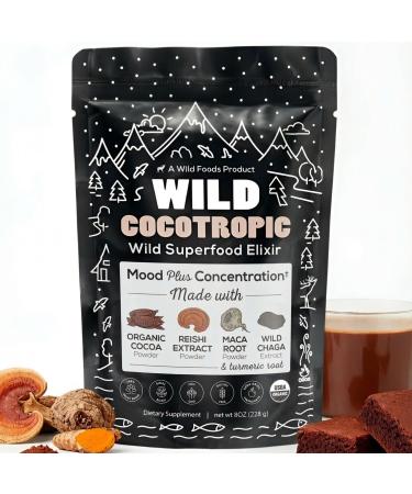 Organic Cocotropic Superfood Mushroom Hot Chocolate Mix 8 oz | Non-GMO Vegan Gluten Free Reishi Mushrooms Chaga 8 Ounce (Pack of 1)