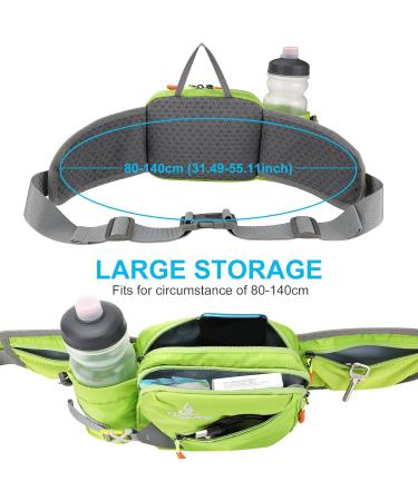 Buy ZeroTo Multi-Pocket Waterproof Sport Drinking Belt - Lightweight Green Hip Pocket Bottle Holder for Walking & Cycling - Buy Online on GoSupps.com