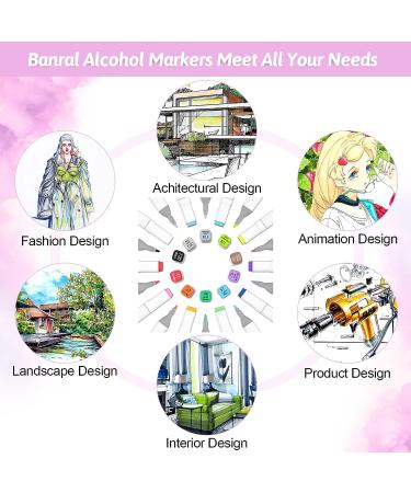 Banral 130 Colors Dual Tip Alcohol Based Markers Set - Premium Brush Markers for Artists, Kids, and Adults - Ideal for Coloring, Drawing, Sketching, and Illustration with Case - Buy Online on GoSupps.com