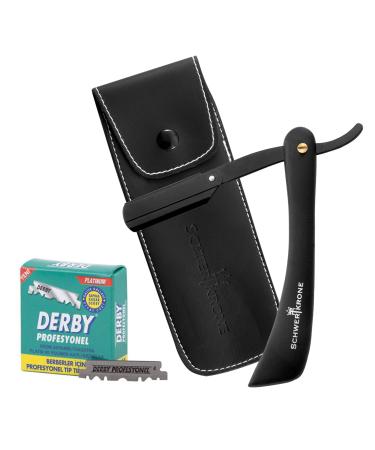 Schwertkrone razor interchangeable blade handle black + 100 Derby razor blades