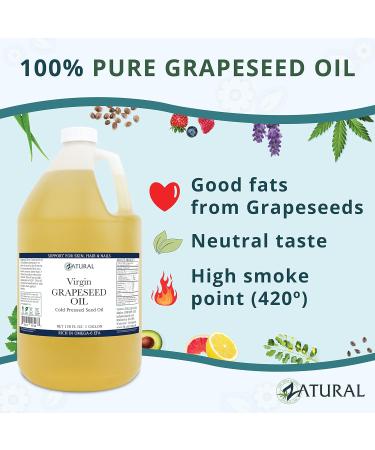 Zatural Grapeseed Oil - 100% Pure Cold Pressed - Organically Grown High Temperature Cooking Oil 128oz (1 Gallon - Buy Online on GoSupps.com