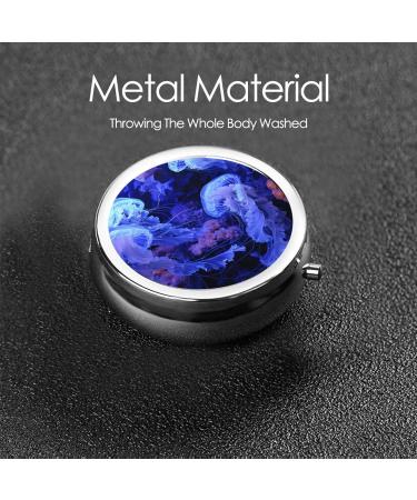 Cute Purple Jellyfish Portable Metal Pill Box | Round Mini with 3 Compartments | Travel Essential for Small Pills - Black - Buy Online on GoSupps.com