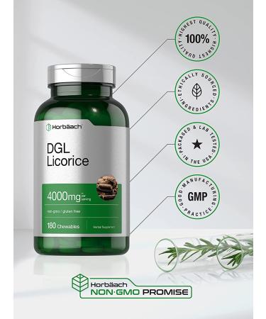 Horbaach DGL Licorice Chewable Tablets 4000mg | 180 Count Vegetarian, Non-GMO, Gluten-Free - Buy Online on GoSupps.com