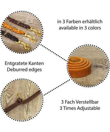 Shop COPCOPET 3-Way Adjustable Dog Leash - Handmade Fat Leather Brass Fittings | 2.40m x 8mm Cognac - International Shipping - Buy Online on GoSupps.com