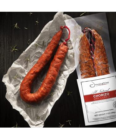 Mild Chorizo Ring - Authentic Spanish Tapas 7oz (Sarta) - All Natural, Gluten Free, No Nitrates, Nitrites, Color Additives, Preservatives or Artificial Ingredients - Jamonprive - Buy Online on GoSupps.com