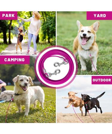 Haiyuan Dog Tie Out Cable - 10/15/20/25/30 FT Heavy-Duty Steel Wire Runner for Dogs Up to 165 LBS - Durable Pink Dog Lead with Superior Clips - Ideal for Yard & Outdoor Use - Buy Online on GoSupps.com
