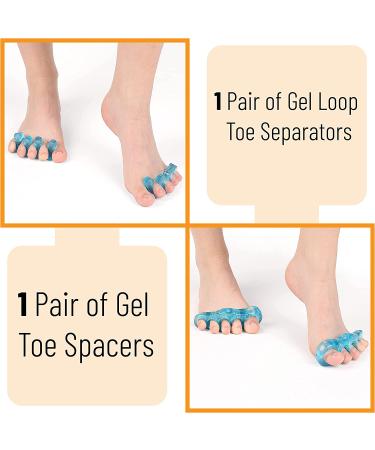 ToePal Gel Toe Separator - 2 Pairs | Toe Spacers, Straightener, Spreader, Stretcher, Corrector for Men and Women - Bunion Corrector Included - Buy Online on GoSupps.com