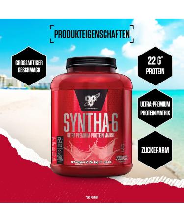 BSN Syntha 6 Ultra-Protein Powder - Strawberry Cream Swirl | 2.26kg 48 Portions | Low Sugar Muscle Growth & Repair - Buy Online on GoSupps.com
