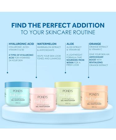 POND S Fresh Hydration Gel Moisturizer 24 HR Hydration with Vitamin E Hyaluronic Acid & Vitamin B3 Alcohol & Oil-Free Face Moisturizer Dermatologist Tested 3.4 oz 3.4 Ounce (Pack of 1) - Buy Online on GoSupps.com