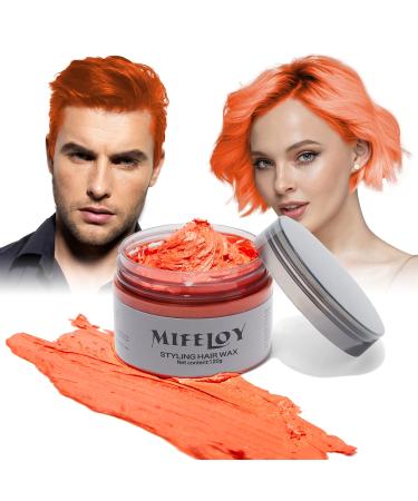 Orange hair tint Temporary hair color 4.23 ounces instant hair cream mud natural hairstyle pomade women men styling hairone wax hair wax for halloween party cosplay