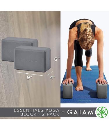 Gaiam Essentials Yoga Block Set of 2 - Supportive & Soft Non-Slip Foam Surface for Yoga, Pilates, Meditation - Grey - Buy Online on GoSupps.com