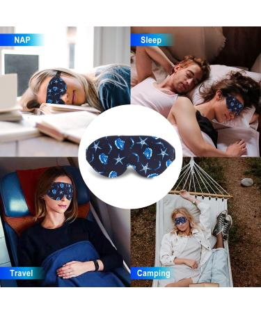 2 Pack 3D Contour Cup Sleep Masks for Men and Women - Ocean Stars Design | Adjustable Headband, Soft & Comfortable Blindfold for Travel, Yoga - Block Out Light for Better Sleep - Buy Online on GoSupps.com