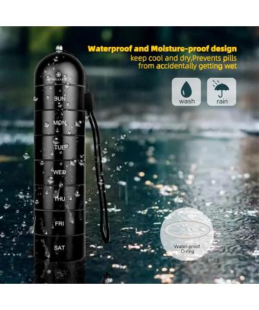Weekly Pill Organizer - Stackable Aluminium Alloy Moisture Proof & BPA Free 7-Day Compartment for Vitamins Fish Oil & Supplements - Black - Buy Online on GoSupps.com