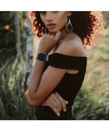 4 Pack Stretchy Bands for Fitbit Versa 2 - Adjustable Elastic Nylon Straps for Versa Smartwatch - Dark Blue/Light Gray/Pink/Light Purple - Buy Online on GoSupps.com