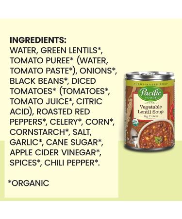Pacific Foods Organic Vegetable Lentil Soup 16.3 Oz Can - Vegan, 1.01 lb (Pack of 1) - Buy Online on GoSupps.com