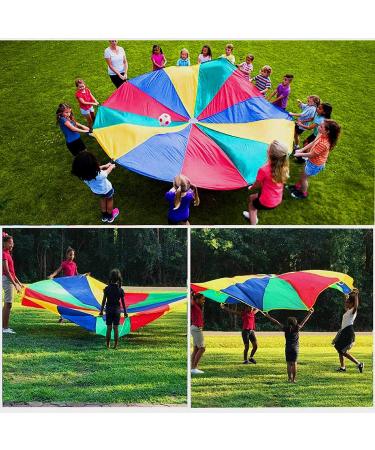 Blithetree 12-Foot Kids Parachute with 12 Handles - Rainbow Play Parachute Game Toy for Group Play | Ideal for Kids Play Party Game (12 feet) - Buy Online on GoSupps.com