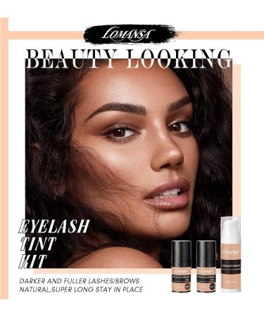 Lomansa Lash Tint Black and Coffee Eyelash Dye Eyebrow Tint Achieve Voluminous Coloring with Complete Tools DIY Use at Home & Salon Supplies Black Coffee - Buy Online on GoSupps.com