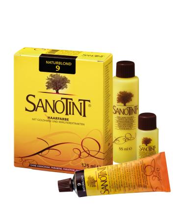 Sanotint - Hair color No. 09 "Natural Blond" - 1x 125 ml - Natural hair color with valuable vegetable active ingredients - with gold brain grape leaf extract olive extract and birch extract natural blonde 125 ml (1 Pack)