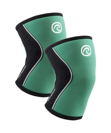 Rehband Kniebandage strength sport knee support for cross fit & heavy training Knee Sleeve made of 5 mm neoprene in many colors & sizes unisex l emerald green - 1 pair