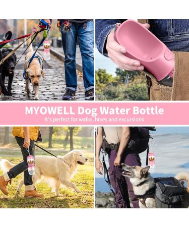 Buy Myowell 350ml Portable Dog Drinking Bottle - Leak-Proof & Includes 100g Food Cup - Perfect for Small & Large Dogs - Pink - Buy Online on GoSupps.com