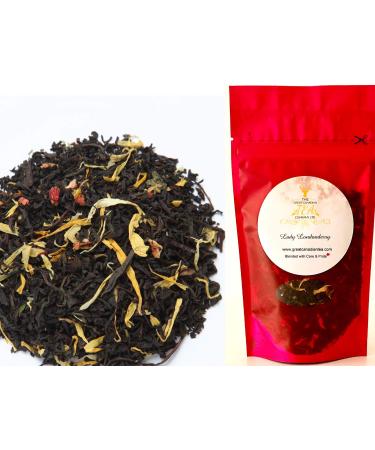 The Great Canadian Tea Company - Black Tea - Loose Leaf - Lady Londonderry 50 Gram- Black Tea Lemon Balm Leaves Strawberry Pieces Calendula and Sunflower Petals Natural Flavors