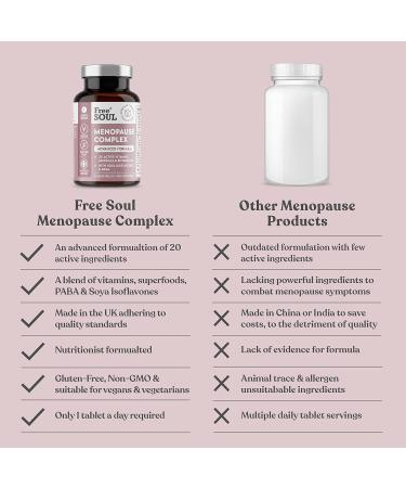 Menopause Supplement for Women - High Strength Support - 20 Active Ingredients- 1 Month Supply - Gluten Free - Free Soul - Buy Online on GoSupps.com