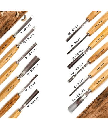 Schaaf Wood Carving Tools Set - 12 Chisels with Canvas Case | CR-V 60 Steel Blades | Woodworking Chisel Set for Beginners & Pros - Buy Online on GoSupps.com