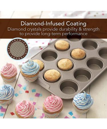 GoodCook 24-Cup Nonstick Muffin Pan - Sweet Creations Textured Design, Champagne Pewter - Buy Online on GoSupps.com