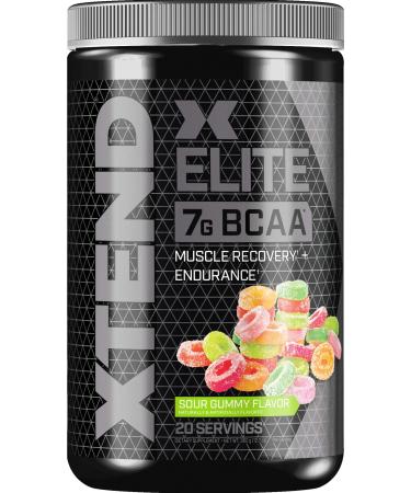 XTEND Elite BCAA Powder Sour Gummy | Sugar Free Post Workout Muscle Recovery Drink with Amino Acids | 7g BCAAs for Men & Women| 30 Servings, 1.19 lb, 19.04 oz Sour Gummy 20 Servings (Pack of 1)