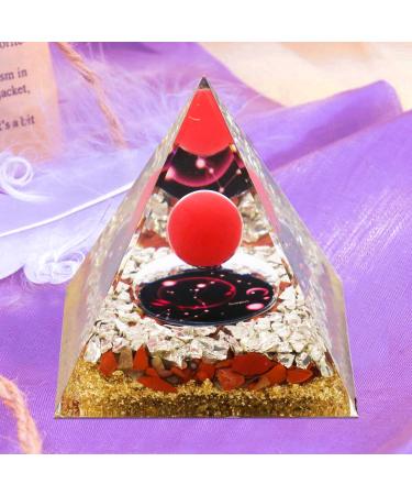 VDYXEW Crystal Pyramid Red Jasper Zodiac Scorpio Orgone Pyramid Healing Crystal Postive Energy Orgonite Crystal Healing for Yoga Meditation Stress Reduce (Scorpio B)