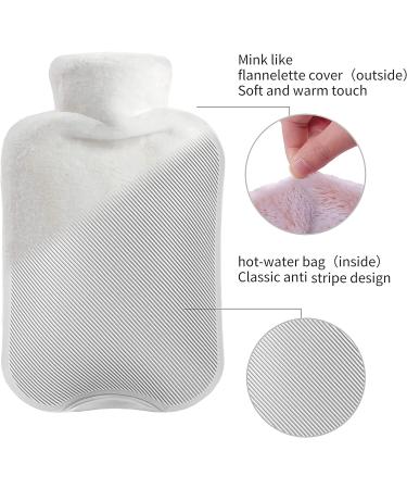 Samply 2L Hot Water Bottle with Furry Cover - White | Reusable Hot Water Bag - Buy Online on GoSupps.com