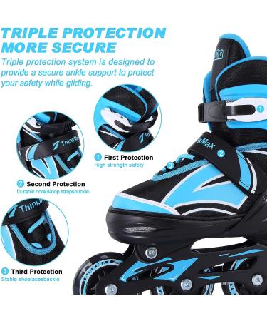 Full Light Up Wheels Inline Skates for Kids - Adjustable Roller Blades for Girls Boys, Toddler to Adult Sizes - Indoor Outdoor Skating in Blue - Medium Size (2Y-5Y US) - Buy Online on GoSupps.com