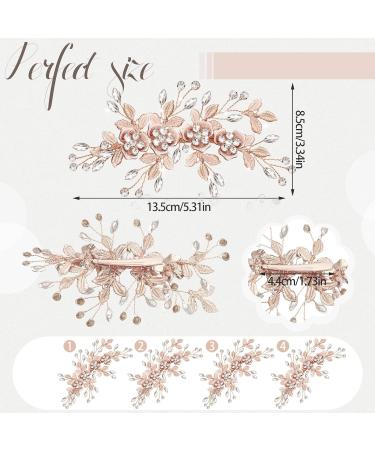 4 Pcs Rhinestone Wedding Hair Clips - Handmade Bridesmaid Accessories in Light Rose Gold - Buy Online on GoSupps.com