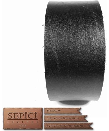 Sepici Heavy Weight Black Leather Strap - 1/2 to 4 Wide x 60-70 Long - Buy Online on GoSupps.com