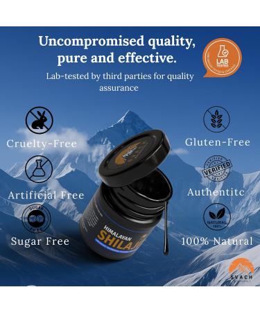 Svach Botanicals Gold Grade Himalayan Shilajit Resin for Men & Women - 40g (100 Servings) | Lab Tested 80% Fulvic Acid High Potency with 85+ Trace Minerals - Buy Online on GoSupps.com