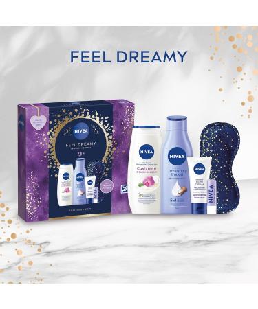 NIVEA Feel Dreamy Gift Set (5 Products) Women's Gift Set with Beauty Products Includes Shower Cream Body Lotion Night Cream Lip Balm and Eye Mask - Buy Online on GoSupps.com