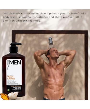 Vitabath Men's Amber Woodland All-In-One Body Wash | Hydrating Cleanser Shampoo & Conditioner | Moisturizing Shower Gel for All Skin Types - 16.9 fl oz - Buy Online on GoSupps.com