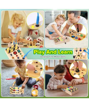 Hoarosall Montessori Busy Board with LED Light - Engaging Wooden Activity Toy for Babies & Kids (1-4 Years) - Ideal Motor Skills & Sensory Development - Buy Online on GoSupps.com