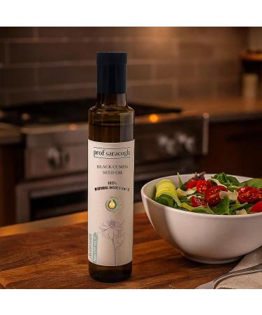 Prof Saracoglu Premium Black Seed Oil Cold Pressed (Glass Bottle) - 100% Turkish Nigella Sativa - Unrefined & Solvent Free - Liquid Black Cumin for Hair, Skin & Immune Support - Non-GMO, Mild Taste - 8.45 Fl Oz (250ml) - Buy Online on GoSupps.com