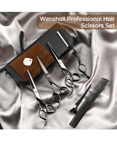 Wenshall Professional Barber Hair Scissor - Stainless Steel Hair Cutting Shears for Men, Women, Children & Adults - Salon Quality (6.5 inch, Black) - Buy Online on GoSupps.com