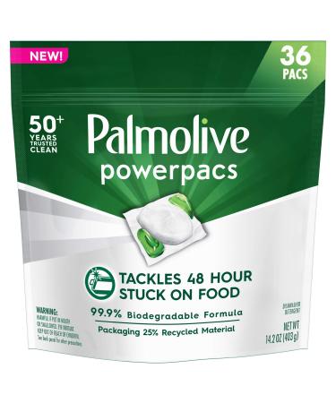 Palmolive PowerPacs Dishwasher Detergent Pods, No Added Fragrance - 36 Count (Pack of 1) 36 Count (Pack of 1) Detergent Pods