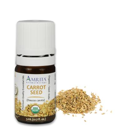 Amrita Aromatherapy Organic Carrot Seed Essential Oil 100% Pure Undiluted Daucus carota Therapeutic Grade Premium Quality Aromatherapy oil Tested & Verified 5ML