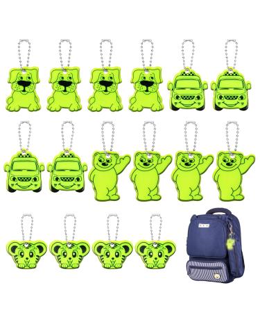 OSDUE Reflector Pendant, 16pcs Waterproof Child Safety Reflector Pendant for School Bag, Wheelchair, Bicycle and Running pets