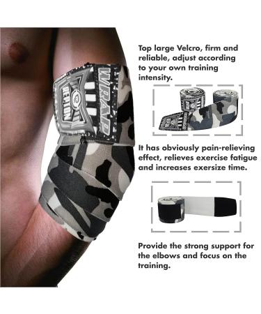 REPTON Elbow Wrap Sleeves for Weightlifting, Powerlifting & CrossFit | Adjustable Compression Support for Tendonitis - Grey Cemo - Buy Online on GoSupps.com