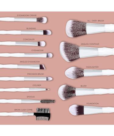 Nicole Miller New York 14pc Complete Makeup Brushes Collection with Zipper Bag Snow Pearl White Ideal Present or Any Occasions Great for Beginners to Professionals - Buy Online on GoSupps.com