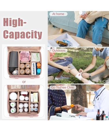 Yarwo Double-Layer Pill Organizer - Portable Medication Travel Bag with Dividers & Lockable Zippers - Pink - Perfect for Home & Outdoor First Aid Supplies - Buy Online on GoSupps.com
