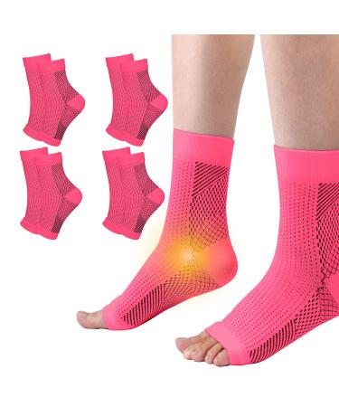 4 Pairs Neuropathy Socks Plantar Fasciitis Socks Compression Socks for Women & Men Ankle Support Brace for Sprained Ankle Breathable Anti-Slip Soothe Socks for Pain Relief Pink 2-4.5 - Buy Online on GoSupps.com
