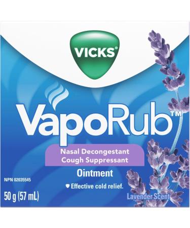 Vicks VapoRub Nasal Decongestant Cough Suppressant Relief from Cold Aches & Pains Chest Rub Ointment Lavender scent 50 g/57 mL 57 ml (Pack of 1) Lavender - Buy Online on GoSupps.com